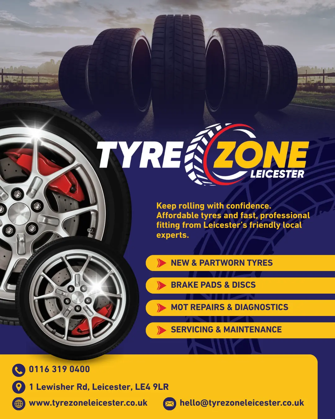 TyreZone Leicester — promotional leaflet